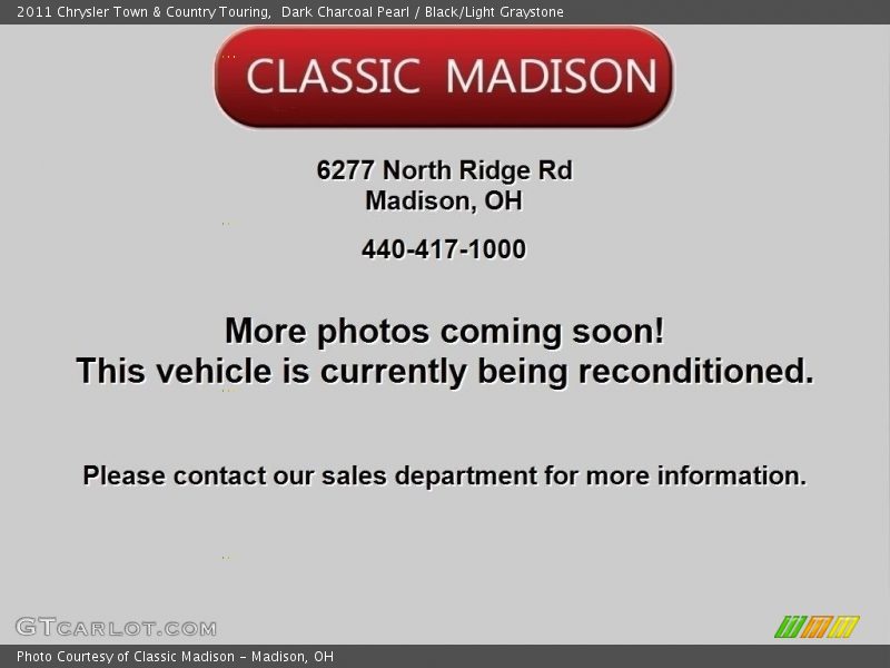 Dark Charcoal Pearl / Black/Light Graystone 2011 Chrysler Town & Country Touring