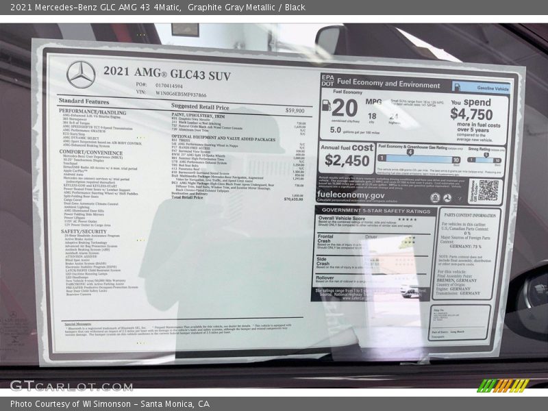 Graphite Gray Metallic / Black 2021 Mercedes-Benz GLC AMG 43 4Matic