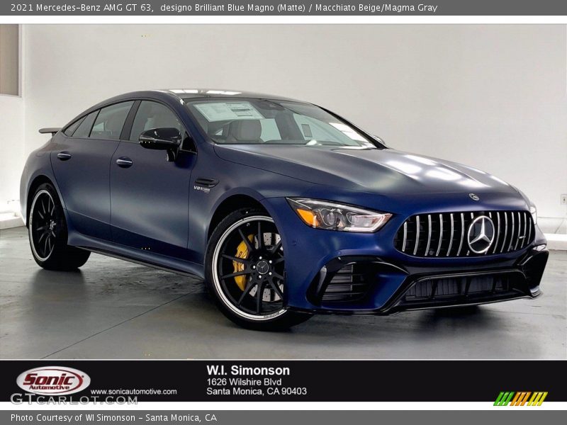 designo Brilliant Blue Magno (Matte) / Macchiato Beige/Magma Gray 2021 Mercedes-Benz AMG GT 63