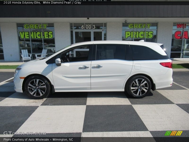 White Diamond Pearl / Gray 2018 Honda Odyssey Elite