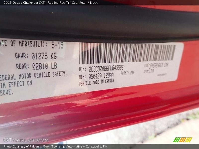 Redline Red Tri-Coat Pearl / Black 2015 Dodge Challenger SXT