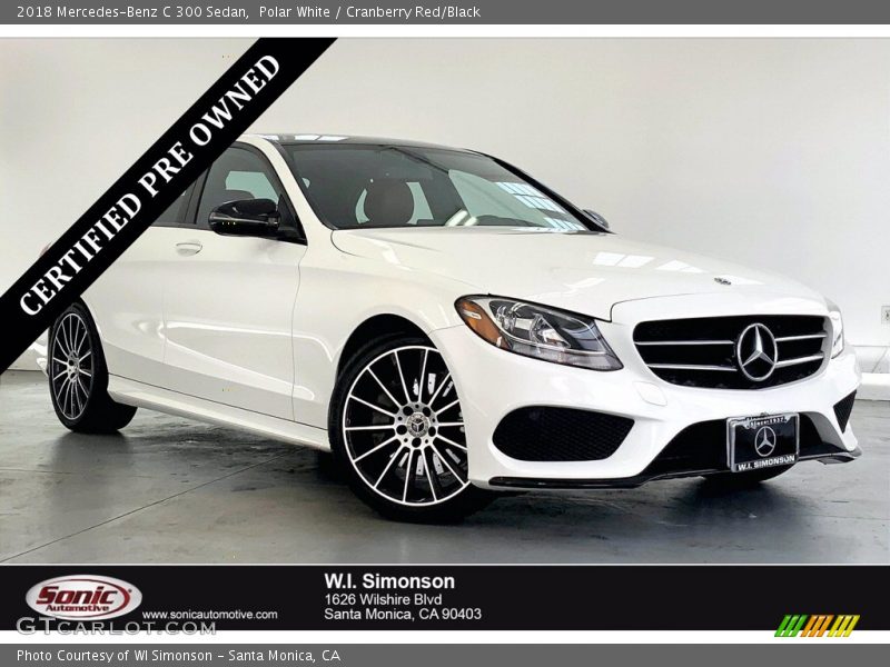 Polar White / Cranberry Red/Black 2018 Mercedes-Benz C 300 Sedan