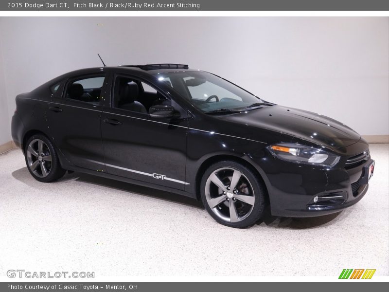 Pitch Black / Black/Ruby Red Accent Stitching 2015 Dodge Dart GT