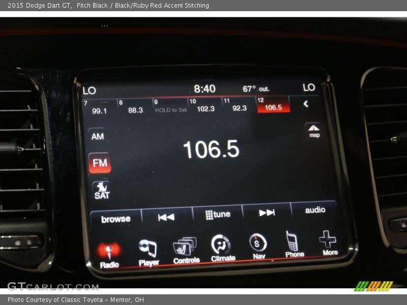 Pitch Black / Black/Ruby Red Accent Stitching 2015 Dodge Dart GT