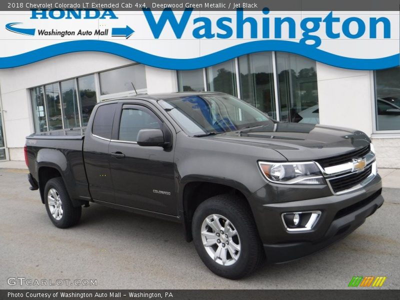 Deepwood Green Metallic / Jet Black 2018 Chevrolet Colorado LT Extended Cab 4x4