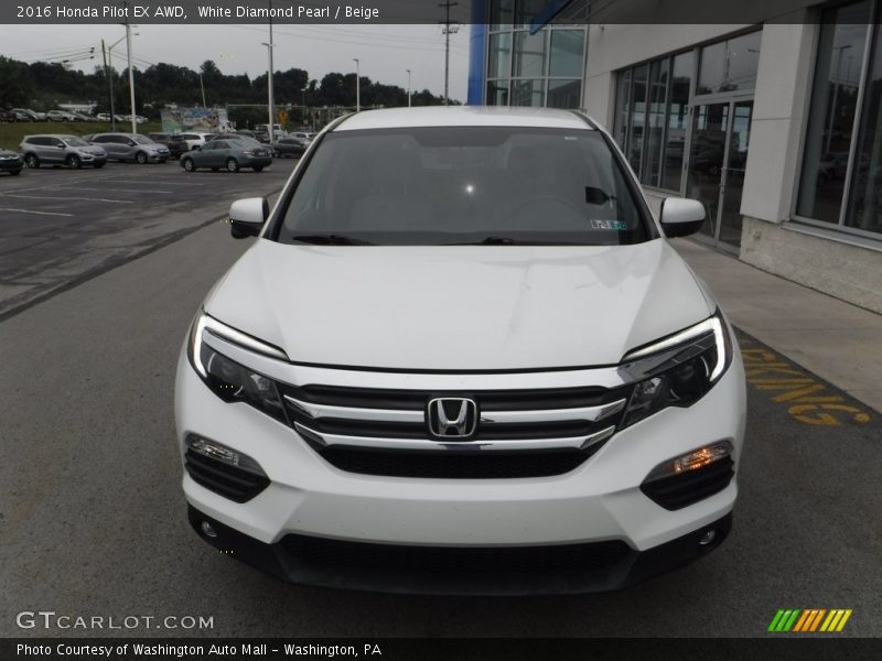 White Diamond Pearl / Beige 2016 Honda Pilot EX AWD