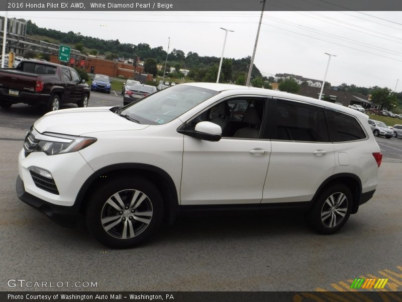 White Diamond Pearl / Beige 2016 Honda Pilot EX AWD