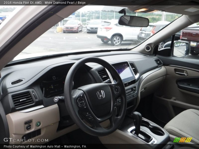 White Diamond Pearl / Beige 2016 Honda Pilot EX AWD