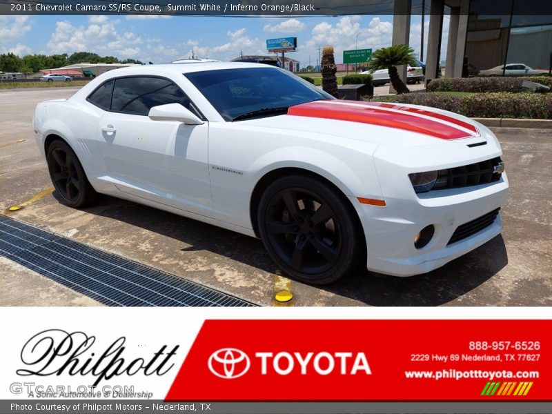 Summit White / Inferno Orange/Black 2011 Chevrolet Camaro SS/RS Coupe