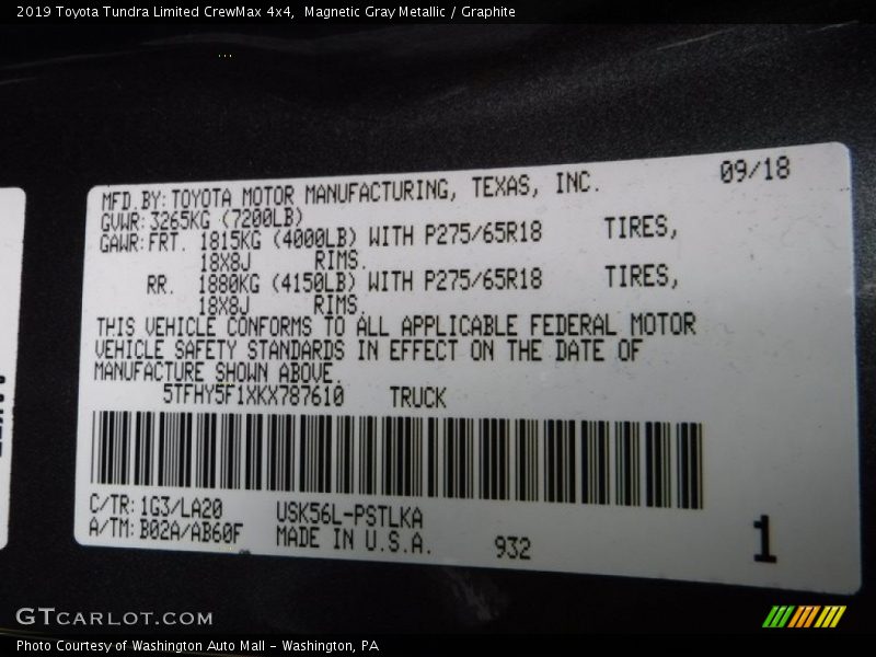 Magnetic Gray Metallic / Graphite 2019 Toyota Tundra Limited CrewMax 4x4