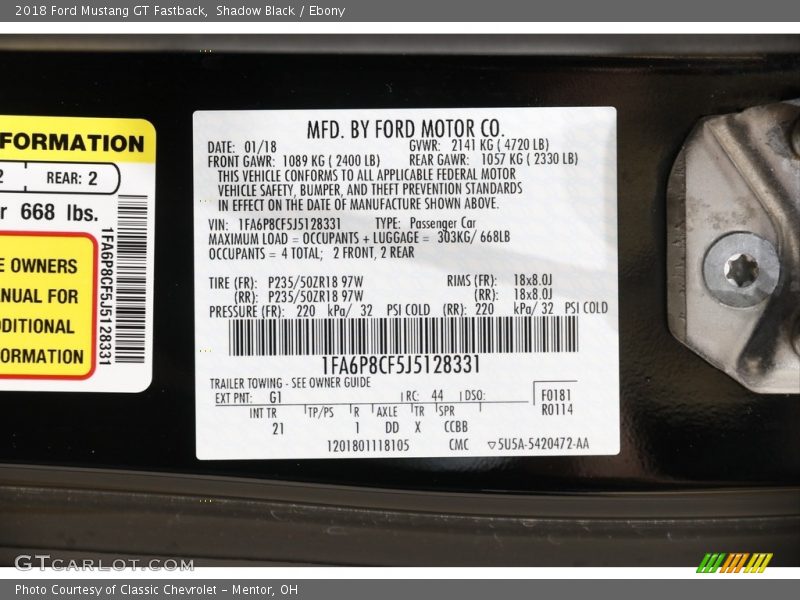 Shadow Black / Ebony 2018 Ford Mustang GT Fastback