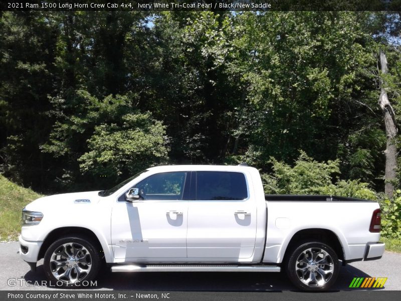 Ivory White Tri-Coat Pearl / Black/New Saddle 2021 Ram 1500 Long Horn Crew Cab 4x4