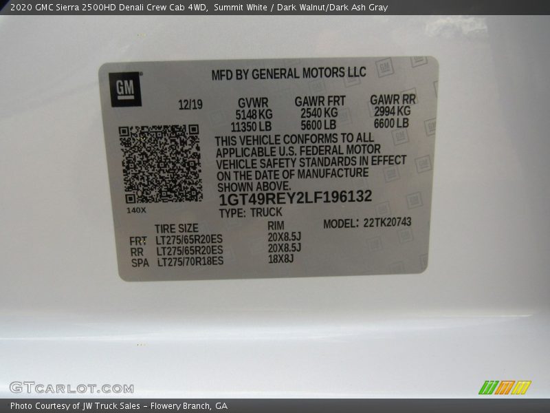 Summit White / Dark Walnut/Dark Ash Gray 2020 GMC Sierra 2500HD Denali Crew Cab 4WD