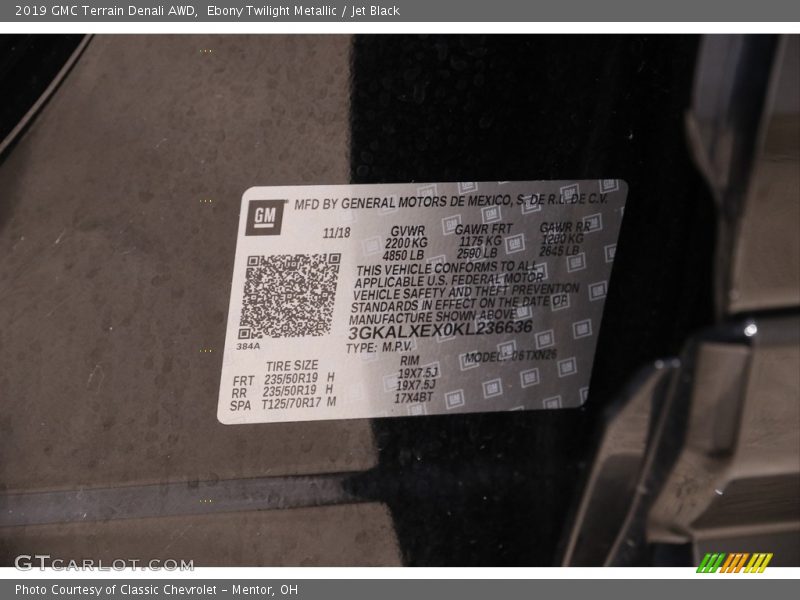Ebony Twilight Metallic / Jet Black 2019 GMC Terrain Denali AWD