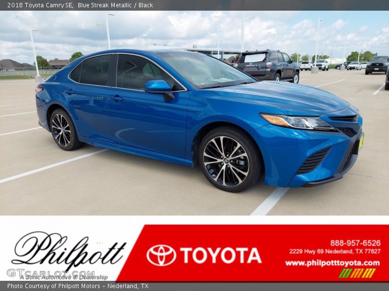 Blue Streak Metallic / Black 2018 Toyota Camry SE