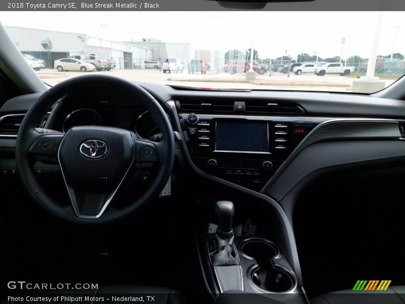 Blue Streak Metallic / Black 2018 Toyota Camry SE