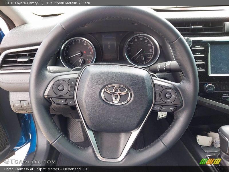 Blue Streak Metallic / Black 2018 Toyota Camry SE