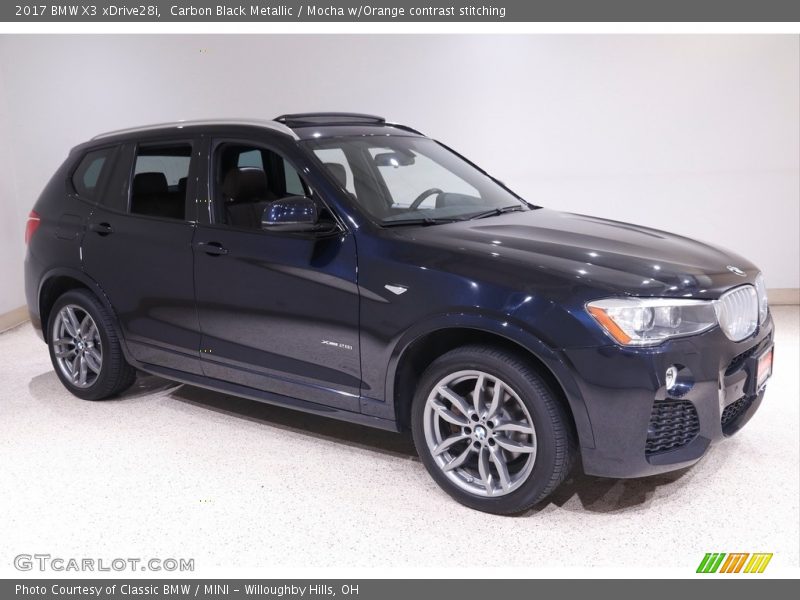 Carbon Black Metallic / Mocha w/Orange contrast stitching 2017 BMW X3 xDrive28i