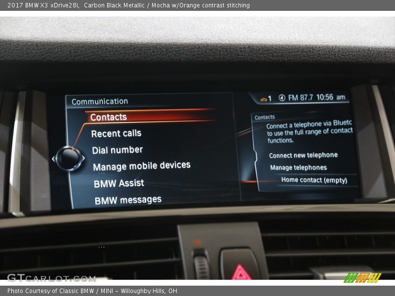 Carbon Black Metallic / Mocha w/Orange contrast stitching 2017 BMW X3 xDrive28i