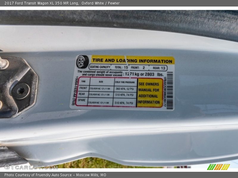Oxford White / Pewter 2017 Ford Transit Wagon XL 350 MR Long