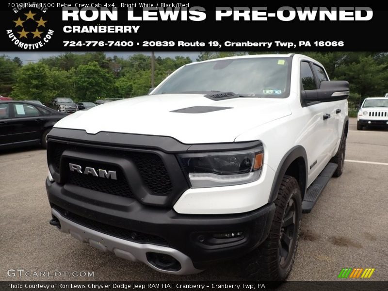 Bright White / Black/Red 2019 Ram 1500 Rebel Crew Cab 4x4
