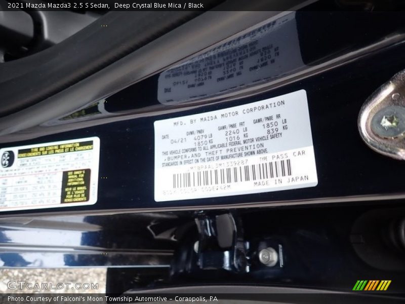Deep Crystal Blue Mica / Black 2021 Mazda Mazda3 2.5 S Sedan