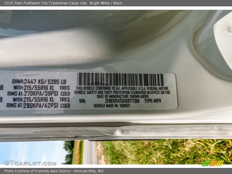 Bright White / Black 2015 Ram ProMaster City Tradesman Cargo Van