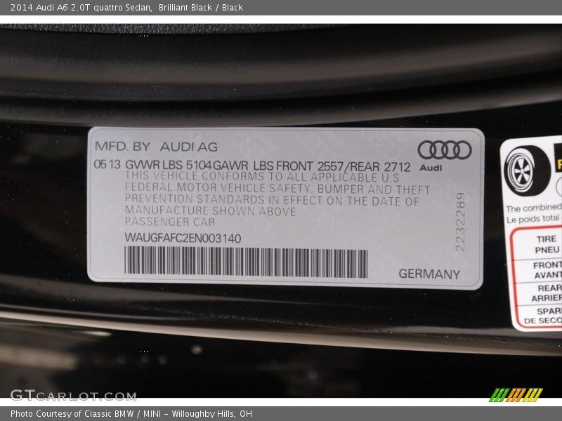 Brilliant Black / Black 2014 Audi A6 2.0T quattro Sedan