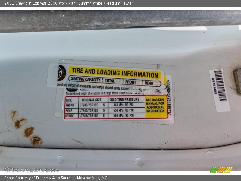 Summit White / Medium Pewter 2011 Chevrolet Express 2500 Work Van