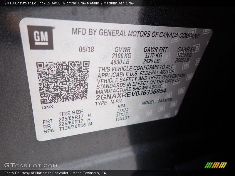 Nightfall Gray Metallic / Medium Ash Gray 2018 Chevrolet Equinox LS AWD