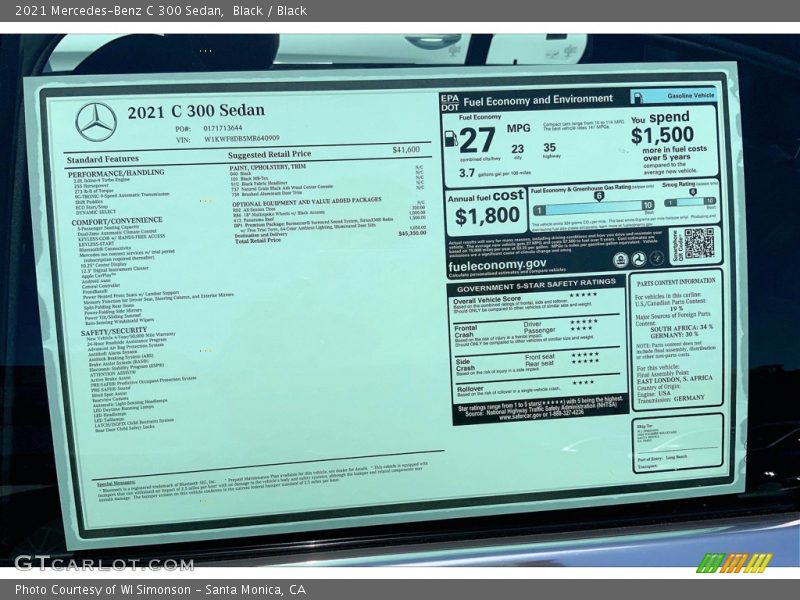 Black / Black 2021 Mercedes-Benz C 300 Sedan