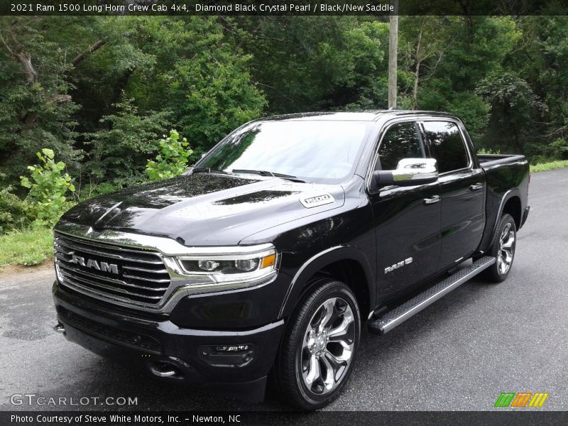 Diamond Black Crystal Pearl / Black/New Saddle 2021 Ram 1500 Long Horn Crew Cab 4x4