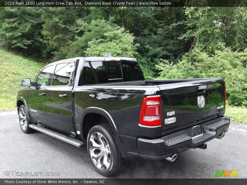 Diamond Black Crystal Pearl / Black/New Saddle 2021 Ram 1500 Long Horn Crew Cab 4x4