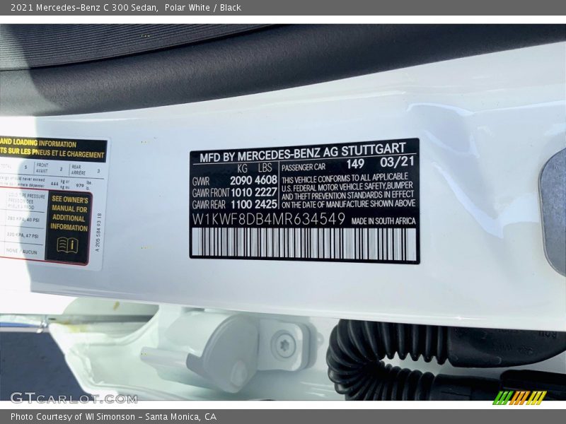 Polar White / Black 2021 Mercedes-Benz C 300 Sedan