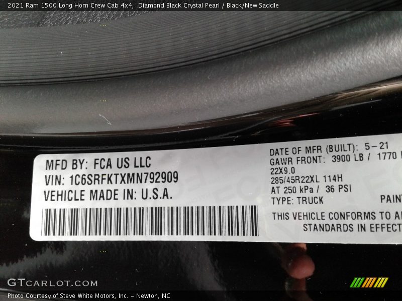 Diamond Black Crystal Pearl / Black/New Saddle 2021 Ram 1500 Long Horn Crew Cab 4x4