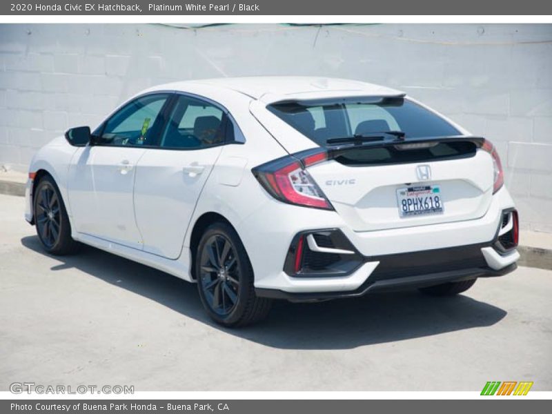 Platinum White Pearl / Black 2020 Honda Civic EX Hatchback
