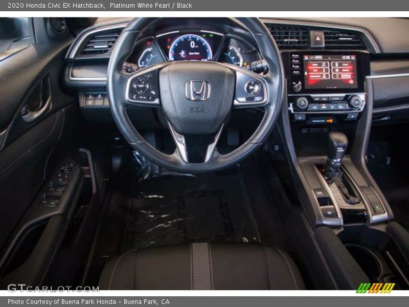 Platinum White Pearl / Black 2020 Honda Civic EX Hatchback