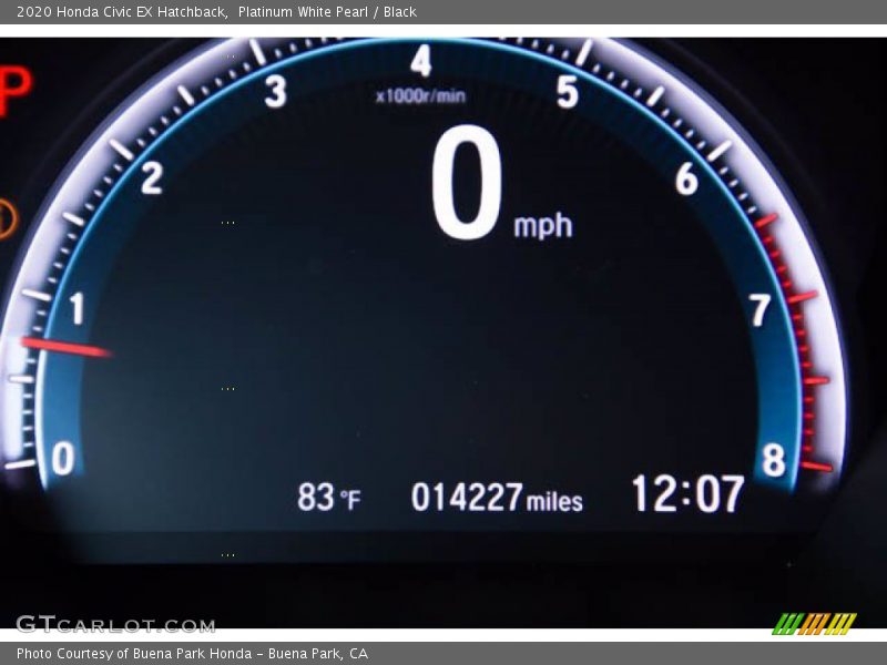 Platinum White Pearl / Black 2020 Honda Civic EX Hatchback