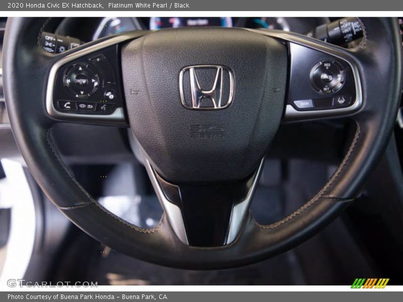 Platinum White Pearl / Black 2020 Honda Civic EX Hatchback