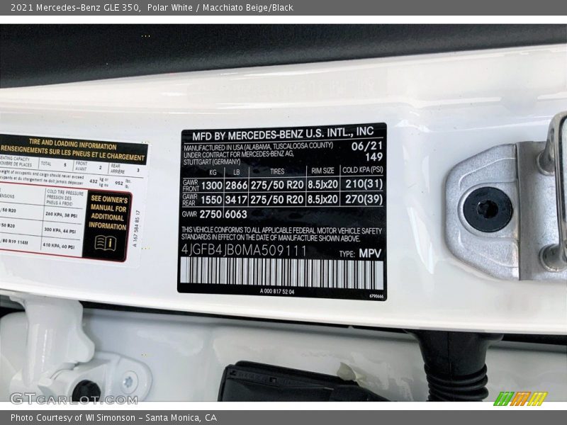 Polar White / Macchiato Beige/Black 2021 Mercedes-Benz GLE 350