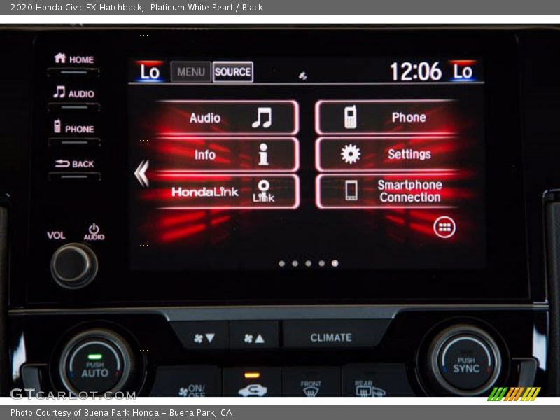 Platinum White Pearl / Black 2020 Honda Civic EX Hatchback