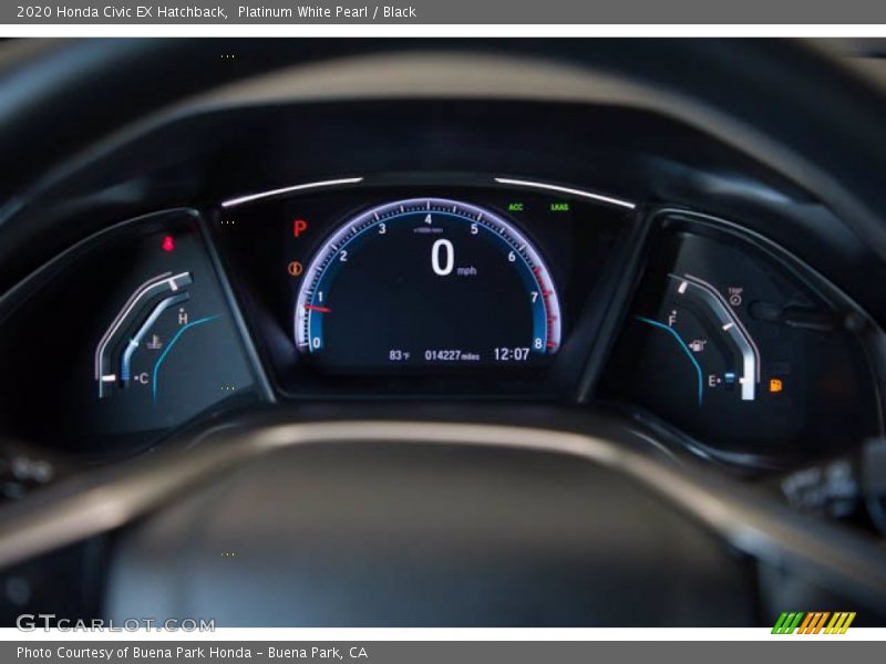 Platinum White Pearl / Black 2020 Honda Civic EX Hatchback