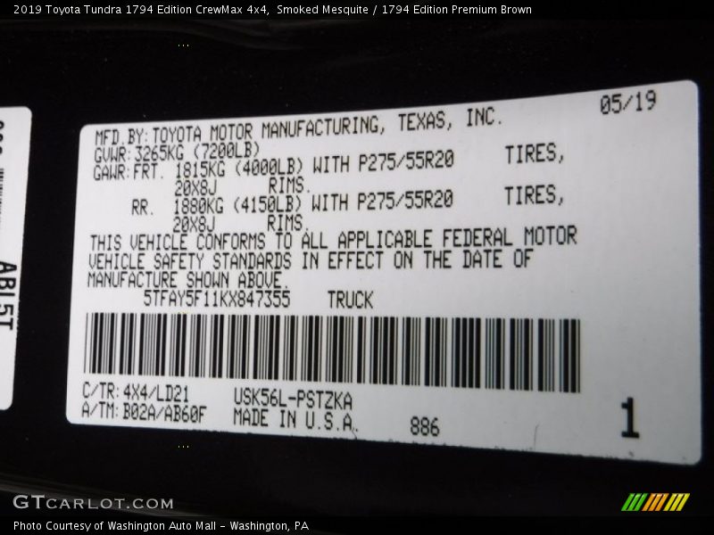 Smoked Mesquite / 1794 Edition Premium Brown 2019 Toyota Tundra 1794 Edition CrewMax 4x4