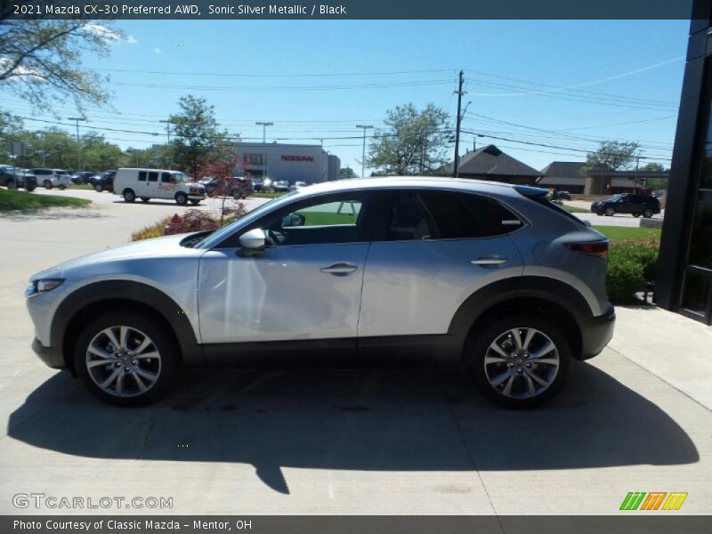 Sonic Silver Metallic / Black 2021 Mazda CX-30 Preferred AWD