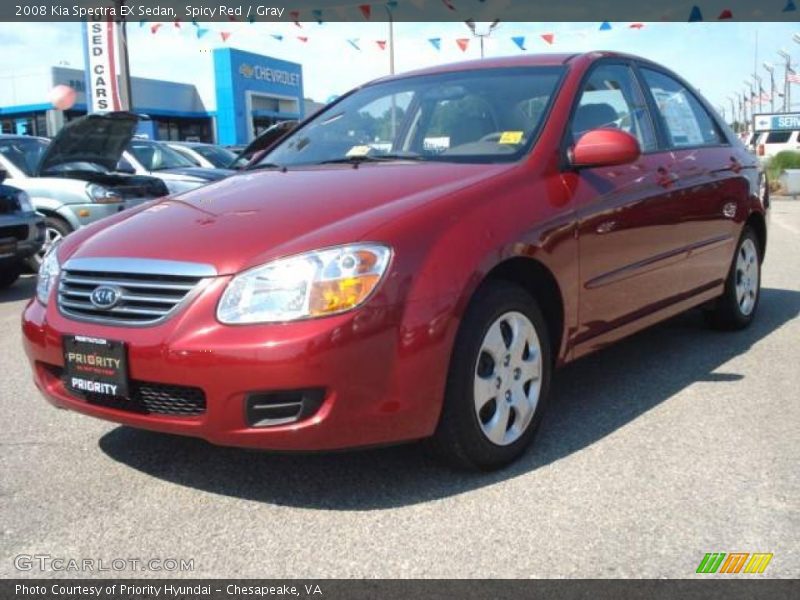 Spicy Red / Gray 2008 Kia Spectra EX Sedan