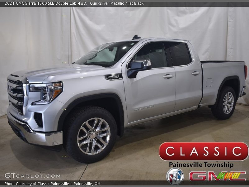 Quicksilver Metallic / Jet Black 2021 GMC Sierra 1500 SLE Double Cab 4WD