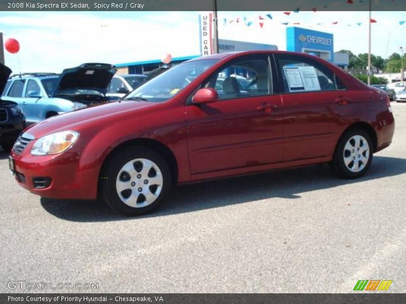 Spicy Red / Gray 2008 Kia Spectra EX Sedan
