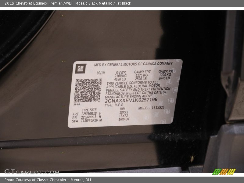 Mosaic Black Metallic / Jet Black 2019 Chevrolet Equinox Premier AWD