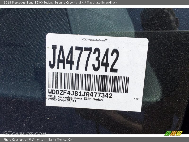 Selenite Grey Metallic / Macchiato Beige/Black 2018 Mercedes-Benz E 300 Sedan