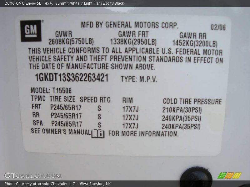 Summit White / Light Tan/Ebony Black 2006 GMC Envoy SLT 4x4